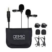 AriMic Lavalier Lapel, Dubbel Mikrofon till Mobil / Kamera / PC - 600cm - Kit