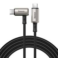 Baseus Hammer USB-C kabel PD 3.1 Gen2, 4K, 100W, 20V/5A, 1.5m - Vinklad - Svart