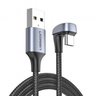 Ugreen U-form USB-A - USB-C kabel QC4.0, 18W, 5V/3A, Vinkel 180 grader, 1m - Svart