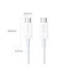 Ugreen USB-C kabel USB4, Thunderbolt 3, 40Gbps, QC4 / PD 100W, 20V/5A, 0.8m - Vit
